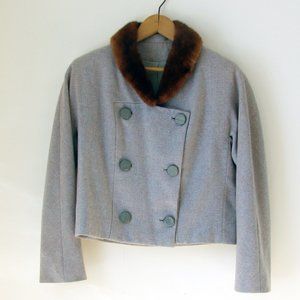 Vintage wool skirt and jacket with mink collar